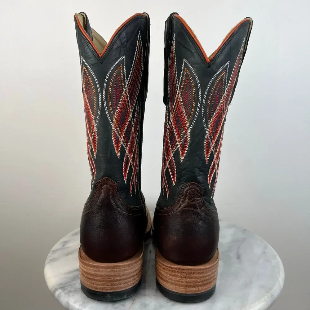 Men's Capitan Boots Guthrie Brown Leather Square Toe Western Boots 3093 (Sz 10D)